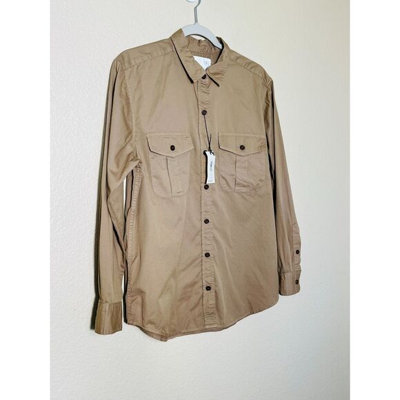 NWT Banana Republic Guide Heritage Khaki Tan Button Down Shirt Med $69 Gorpcore - Picture 2 of 12